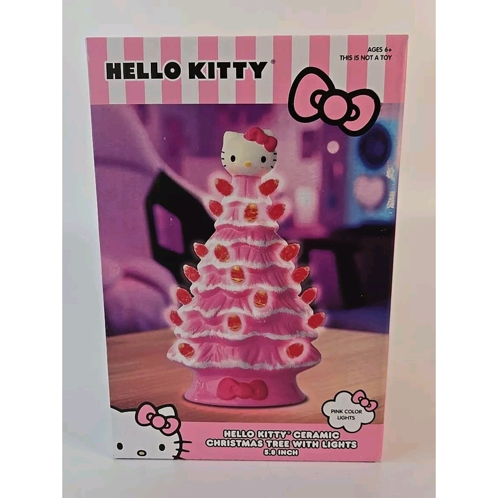 5.8 IN PINK HELLO KITTY CHRISTMAS TREE W/PINK LIGHTS